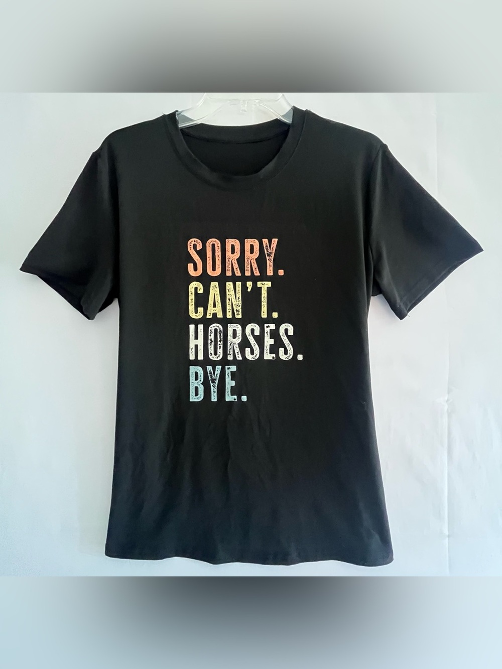 Retro "Sorry Can't Horses Bye" Graphic Tee Black M